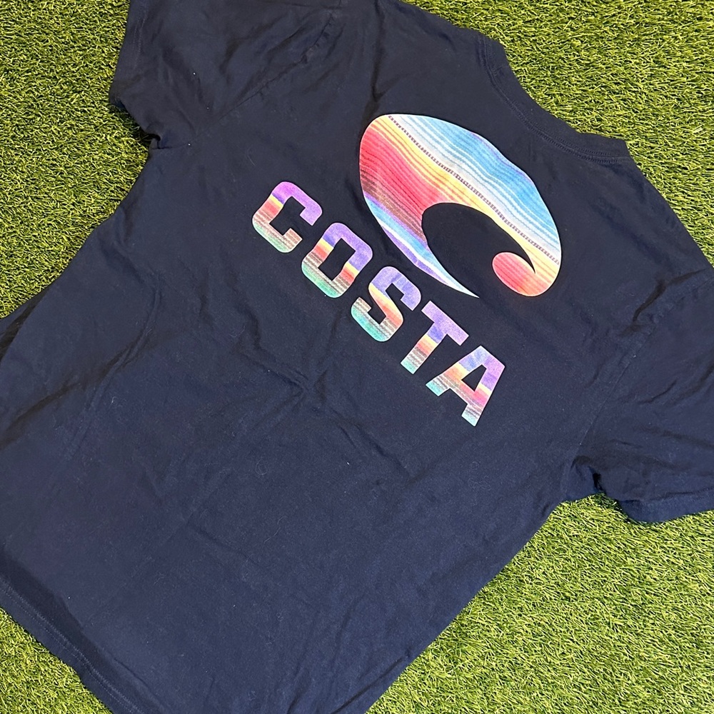 Costa Black Tee with Multicolor Logo Size Large